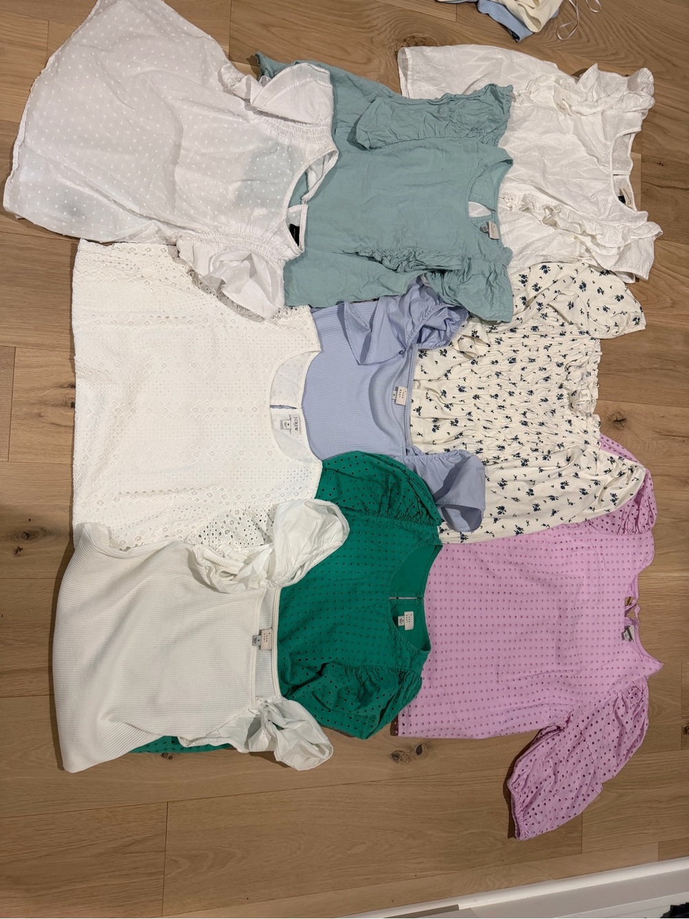 Assorted Girls' Short Sleeve Tops - White, Green, Lavender, Blue